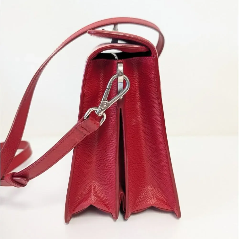 Prada Saffiano Leather Shoulder Bag Limited Edition Pop Art Portrait Red/Pink - Picture 5 of 16